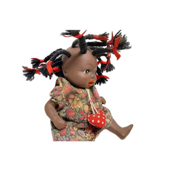 Vintage African American Porcelain Jointed Doll w/ Braids - Picture 4 of 8